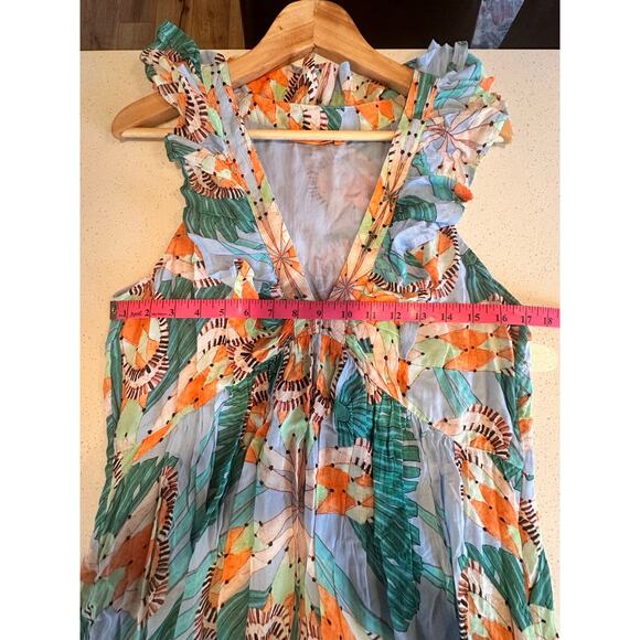 Beautiful! OLIPHANT Women's Large Maxi Dress V Neck Sleeveless Ruffles - Picture 9 of 11